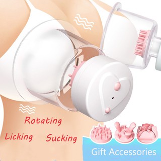 Rotate Stimulation Breast Pump Bra Massager Licking Nipple Sucker Breast Enlargement Vibrator Sex To