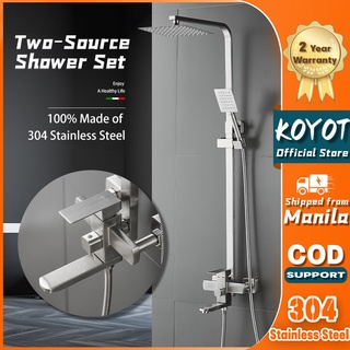 KOYOT 304 Stainless Steel Bathroom Hot and Cold Square Rainfall Shower Set Mixer Faucet Matte Design