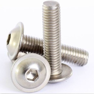 10pcs/lot M3 M4 M5 M6 A2 Stainless Steel Round Button Flange Head With Washer Inner Hex Socket Alle