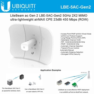 Network Cables❈Ubiquiti LBE-5AC-Gen2 airMAX LiteBeam AC Gen2 2.4 / 5GHz 23dBi Wireless Broadband CPE