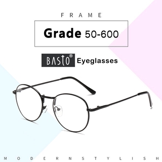 Graded Glasses with Grade -50 100 150 200 250 300 350 400 450 500 550 600 for Women Men Art Retro Metal Frame Optical Glasses