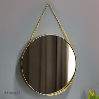 [HOMYL1] Round Hanging Mirror Gold Decorative Geometry Wall Mounted Mirror with Chain