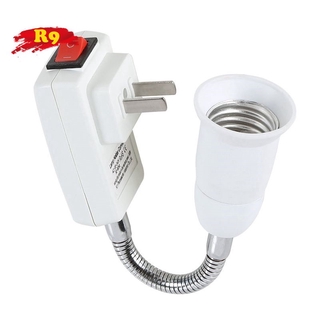 COD E27 Socket Adapter with On/Off Switch to US Plug,Flexible Extension Lamp Bulb Holder Converter