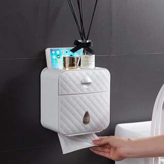 Waterproof Wall Mount Toilet Paper Holder Shelf for Toilet Paper Tray Roll Paper Towel Holder