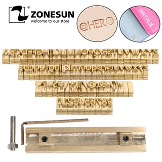 ZONESUN T slot Fixture 52 Brass Alphabet Letters 10 numbers 20 symbol Leather Stamping DIY brass letter Punch