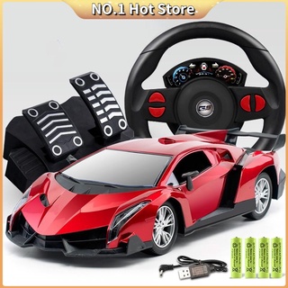 Kids Remote Control Car Racing Model Toys With Steering Wheel Gravity Induction And Foot Pedal