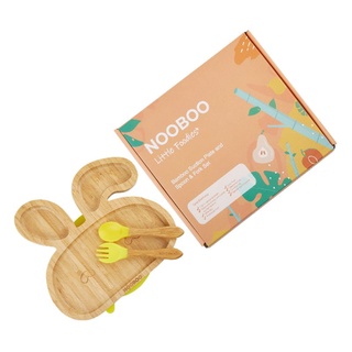 Nooboo Little Foodies Bamboo Suction Plate Rabbit and Spoon & Fork Set