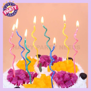6PCS Metallic Color Spiral Candle Topper Spiral Birthday Bachelorette Wedding Happy Party Needs