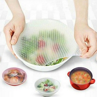 Pujings 4pc Reusable Silicone Wrap Seal Vacuum Food Fresh Magic Wrap Kitchen Gadget