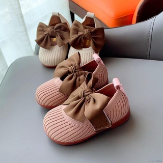 【Jualan spot】 【Superseller】Kids Girls Autumn Bow Soft Soles Breathable Princess Walking Shoes