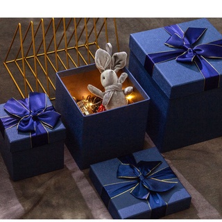 High-end gift atmospheric blue bow ins gift packaging box holiday companion hand gift girlfriend boy