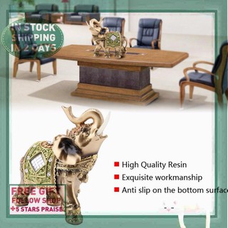 Lucky Feng Shui Green Elephant Statue Sculpture Wealth Figurine Gift Home Decoration