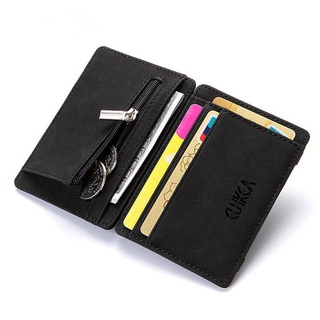 Ultra Thin 2020 New Men Male PU Leather Mini Small Magic Wallets Zipper Coin Purse Pouch Plastic Credit Bank Card Case Holder (6)