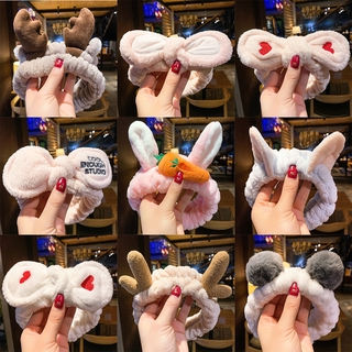 Ifyou Korean Cartoon Plush Hairband Cute Rabbit Ears Elastic Headband Face Wash Hair Band Girls Hair Accessories Gift