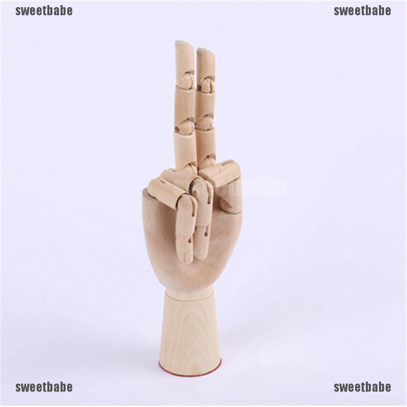 Wooden Hand Model Sketching Drawing Jointed Movable Fingers Mannequin (3)
