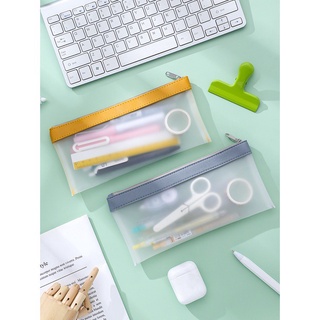 Miuly Frosted translucent pencil case large capacity storage bag student simple stationery bag