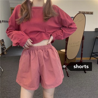 Women's Summer New Loose Elastic Waist Solid Color Multicolor Casual Wide-Leg Shorts