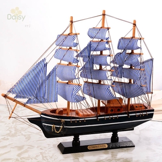 Wooden Sailing Ship Mediterranean Style Home Decoration Handmade Carved Nautical Boat Model