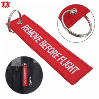 Canvas Remove Before Flight Luggage Tag Keychain Label Keyring
