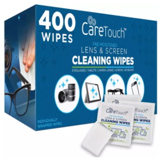 Care Touch Lens Cleaning Wipes | 400 Pre-Moistened and Individually Wrapped Lens Cleaning Wipes