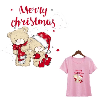 Christmas Bears Cloth Patches Washable Appliques Clothes Fashion Diy Accessory Stickers Heat Transfer Iron On Iron On Patches