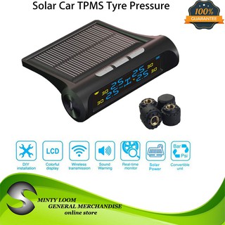 New TPMS Solar Power Car Wireless External Tire Pressure Monitoring System LCD Display