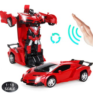 1:18 RC Cars 24CM Gesture Sensing Transformation Police Car Remote Control Sports Vehicle Toy Robot
