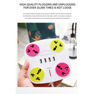 Hot Square socket extension cord with 4 USB port strip holder socket Cable High-power multi-switch l (6)