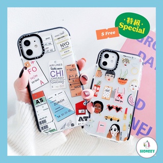 Air Ticket Barcode Space Soft Phone Case for IPhone 12 Pro 11Pro Max XR XS 7 8Plus Thickening Label Sticker Casetify Soft TPU Cover