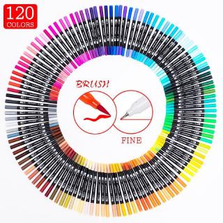 120 Color Dual Brush Art Markers Pen Fine Tip and Brush Tips for Coloring Books CalligraphyLettering