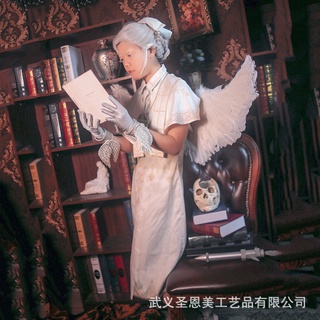 ﹊☂☃Fifth Personality Doctor COS Clothes Light Angel Female COSPLAY Costume Anime Wig Wing Syringe Fu