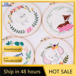 【DIY】DF Cartoon Animal Embroidery Handcraft Needlework with Embroidery Hoop Home Decor