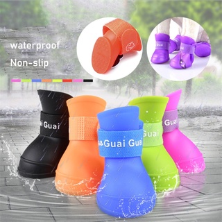 rain shoe№№4pcs/Set Pet Dog Rain Shoes Anti Slip Waterproof Pet Dog Cat Rain Shoes Blue/Black/Pink F