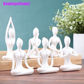 [NFPH]}6 Styles Meditation Yoga Pose Statue Figurine Ceramic Yoga Figure Decor Ornament
