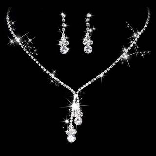 Zircon Crystal Women Neckalce Set Wedding Jewelrt Kit