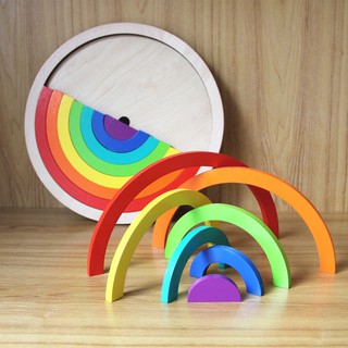 Wooden Stacking Rainbow Arch Building Blocks Set Chiwanji Toy (4)
