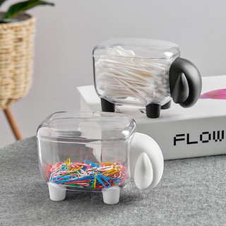 Cute Sheep Storage Box Transparent Cotton Swab Organizer Mini Toothpick Container Nordic Style