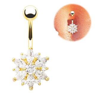Flower Gem Crystal Rhinestone Body Piercing Jewelry Belly Button Navel Ring Gift (2)