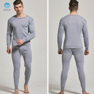 Men Seamless Elastic Warm Velvet Inner Wear Thermals Underwear Pajama Set for Home (7)