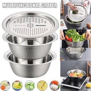 3Pcs/Set Multifunctional Stainless Steel Sink Basin Drain Basket Vegetable Cutter Kit Kitchen