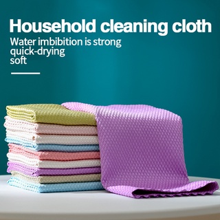 Water absorbent, hair free, oil free, fish scale cloth, household lazy, wet and dry kitchen utensils, dishcloth, wipe glass Kitchen Dish Towel Rag Non-stick Oil Double-layer Dish Washing Cloth Kitchen Cleaning Wipes