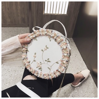 SHIWN lace embroidery circle sling bag with floral beading (4)