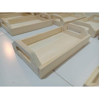 Wooden Serving Tray With Handle Montessori Tray (1)