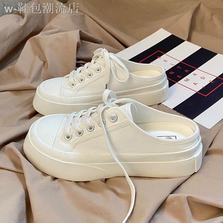 Half Slippers Lazy Shoes Baotou Half Slippers Half Drag Canvas Shoes
