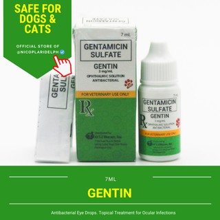 Gentin Antibacterial Eye Drops for Ocular Infections in Dogs and Cats (7ml)