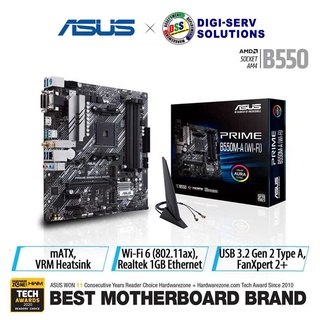 Asus PRIME B550M-A (Wi-Fi) AMD B550 Chipset Micro ATX Motherboard with Dual M.2, PCIe 4.0, Intel Wi-