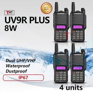 Baofeng UV9R Plus Waterproof IP67 Walkie Talkie Set of 4 Radio Dual Band Two Way Radio Long Range
