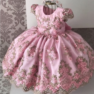 Flower Lace Dresses For Girls Wedding Princess Party Tutu Prom Gown Kids Elegant Bridesmaid Clothes
