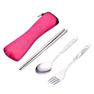 3in1 spoon and fork chopsticks w/pouch