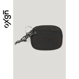 OXGN Men's Coin Purse With Tonal Embroidery (Black)